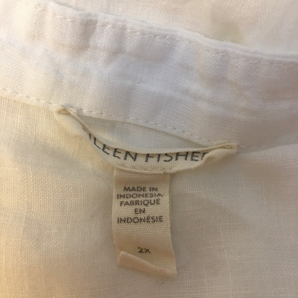 Eileen Fisher woman short sleeve linen top relaxed white size 2X - Picture 6 of 7